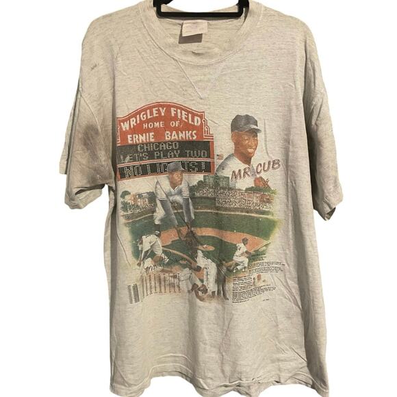 Vintage 90s Wrigley Field Home of Ernie Banks Chicago Cubs 1992 Shirt Adult XL